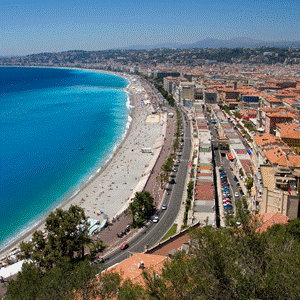 The beach in Nice, France