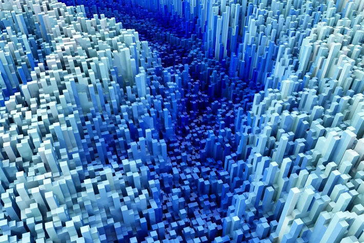 3D render of a modern background with design of extruding cubes