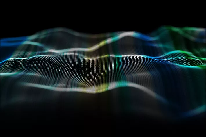 3D render of a modern background with flowing particle design