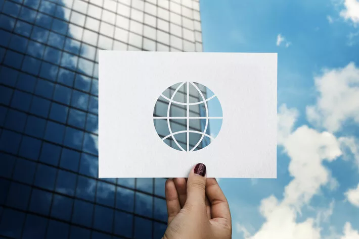 Globalisation network technology perforated paper globe