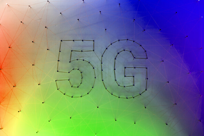 colorful background with 5g technology